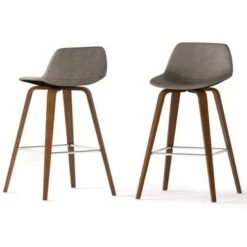 WYNDENHALL Cacey Mid Century Modern Bentwood Counter Height Stool (Set Of 2) - 20.7'' X 21.1'' X 36.6 - Denim Grey -Elegance Barware 6f7591be 26ac 4620 897b ecac53860e4e