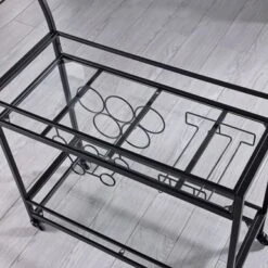 FirsTime & Co. Francesca Bar Cart, Metal Frame, Wood/Glass Top - Gold/Glass -Elegance Barware 6fbc3f41 0d67 4b8a a865 9571a6ebf434