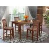 East West Furniture 5-Piece Dining Set - A Wood Kitchen Table And Dining Chairs - Mahogany Finish (Seat's Type Options) - N/A - DUVN5H-MAH-C -Elegance Barware 700764bc c2d4 452b 81f6 fadbed5de842