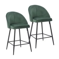 Porthos Home Freya Velvet And Metal Counter Stools (Set Of 2) - Grey -Elegance Barware 70d6c47d 49e5 49de 9017 8b803400aded