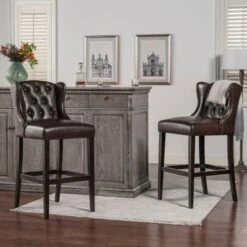 Richmond Faux Leather Armless Wingback Tufted Counter And Bar Stool - Single - Vintage Black Brown - Counter Height -Elegance Barware 713fb037 b5e0 4706 b09d d64fdb89fd94