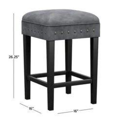 Hillsdale Furniture Cassidy Wood And Upholstered Counter Height Backless Stool - 26.25H X 16W X 16D - Black And Blue -Elegance Barware 715553a5 24f2 49c9 962c d1570c5721a5