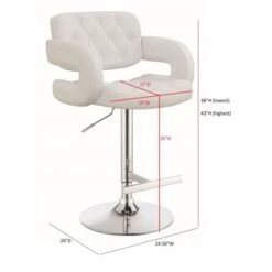 Coaster Furniture Brandi 29" Adjustable Height Bar Stool - White -Elegance Barware 71f3b492 a66d 4a23 bc2e 76b11c0502ed
