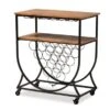 Baxton Studio Dania Antique Vintage Industrial Metal And Wood Mobile Wine Bar Cart - Iron - Black