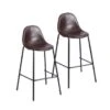 Porthos Home Tuca Bar Stools Set Of 2, PU Leather Upholstery, Iron Legs - Brown -Elegance Barware 7248c674 d526 454c 9ddd faa25a3b5e5e
