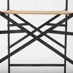 Direttore Black Genuine Leather W/Black Iron Frame Folding Counter Height Chair - Single - Dark Brown - Bar Height - 29-32 In. -Elegance Barware 727106be a9e9 49d6 b462 0971faf48e67