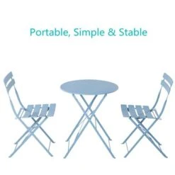 23.6ft Long Bistro Set Table And Chair 3 Piece - 23.6*28 - Blue