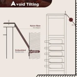 Mcombo Bar Cabinet For Liquor And Glasses Wine Rack Freestanding Floor - 18.9W X 12.6D X 37.4H Inch - Brown -Elegance Barware 7338e108 5ddb 4d31 8e77 166846d5dd0f