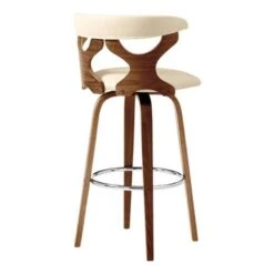 Zenia Modern Faux Leather And Wood Swivel Bar/Counter Stool - Grey & Walnut - Bar Height -Elegance Barware 743dafda 2320 40b2 aaea 45349a171228