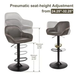 Glitzhome 42"H Mid-Century Adjustable Faux Leather Swivel Bar Stools - Single - Hunter Green -Elegance Barware 75018661 038a 4862 a07c 393a6b577e1f