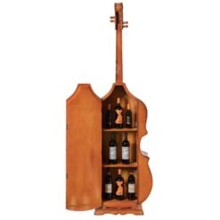 Vintiquewise 6.5 Feet Tall Violin, 3 Shelf Large Violin Shaped Cabinet With Door - Brown -Elegance Barware 760c4c8c de11 4ecc 8d33 49e9e0df2170