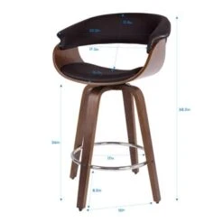 Modern Swivel Bar Stools Upholstered Counter Stools, Set Of 2 - Black/Walnut - Bar Height -Elegance Barware 762ae94c 7679 430c 955c c120d85ba937