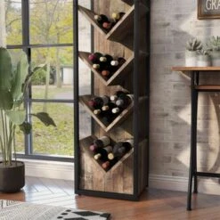 DH BASIC Industrial Metal V-cut 5-shelf Compact Wine Rack By Denhour - Cement -Elegance Barware 7633fda9 1044 4492 b870 13586b62c266