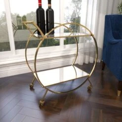 Metal Contemporary Bar Cart With Wheels - Silver - 14"W X 28"L X 31"H -Elegance Barware 76aece04 4bd1 41c9 90dc fd8ee20a825b