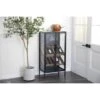 Black Metal 10 Or 15 Bottle Standing Wine Rack With Wine Glass Holders And Wood Accents - 14"W X 21"L X 41"H - Black