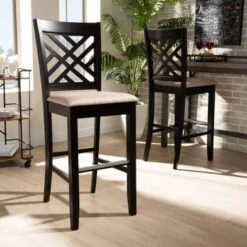 Baxton Studio Jason Modern And Contemporary 2-Piece Bar Stool Set - Sand -Elegance Barware 7712c7f3 0512 44a6 9228 76f837945190