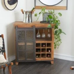 Brown Fir Industrial Standing Wine Rack - 32 X 16 X 33 - 32 X 16 X 33 - Orange