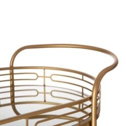 Silver Orchid Marsh Oval Mirrored Glass Top New Bar Cart With Wheels - Black -Elegance Barware 7748d866 ed1c 464f bc60 e76b52c9fa93