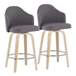 Carson Carrington Valsatra Fixed-Height Upholstered Counter Stool With Wood Legs (Set Of 2) - Light Grey/Natural Wood Legs -Elegance Barware 7750714f 202b 4d46 ad72 cfdd951a5237