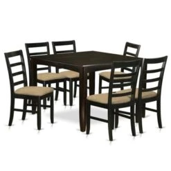 East West Furniture Modern 7-piece Pub-height Table Set - A Table And 6 Chairs In Cappuccino Finish (Seat's Type Options) - FAIR7-CAP-W -Elegance Barware 7755673c 7458 46f1 bbbc 2c2548533647