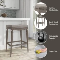 Hillsdale Furniture Vetrina Wood Backless Counter Height Stool - 21.5"W X 15.5"L X 27"H - Grey - Counter Height -Elegance Barware 77600030 92b3 4119 b2e8 2bc43b39ef49