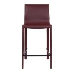 STAN Modern Leather Counter Stool - Chianti