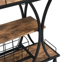 Industrial Bar Cart Kitchen Bar Serving Cart For Home - 44*13*33.66INCH - Black - MDF/Metal -Elegance Barware 781096f2 15fe 41dc ad41 eb8981d947d2