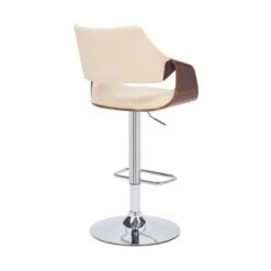 Aspen Adjustable Swivel Faux Leather And Wood Bar Stool With Metal Base - Black, Walnut, And Black -Elegance Barware 78172aa5 83ec 4239 b528 a2c3e613c9b3