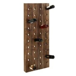 The Gray Barn Red River Wood Finish Pegboard Wine Rack -Elegance Barware 78815a0a 75b6 4658 bd84 5446d989c6e4