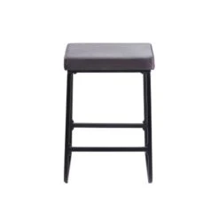 Porthos Home Saga Counter Stools Set Of 2, Velvet Upholstery, Iron Legs - Grey -Elegance Barware 78f557bc ca06 4f72 99e1 d81c9a22291f