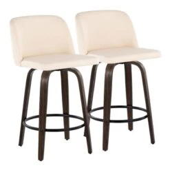 Carson Carrington Vallberga 26" Counter Stool With Walnut-Glazed Wood Base (Set Of 2) - Grey Noise Fabric/Round Black Footrest -Elegance Barware 78fc73ed ebde 4e91 91ae 8fe3826e1c9b