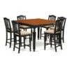 East West Furniture Chelsea Cherry/Black Rubberwood 7-piece Counter Height Table Set (Seat's Type Options) - CHEL7-BLK-C