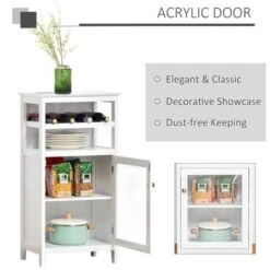 HOMCOM Wine Storage Cabinet With 4 Bottle Wine Rack, Open Shelf, Acrylic Door Cabinet With Adjustable Shelf - 19" L X 12.75" D X 37.5" - Espresso -Elegance Barware 795f104a cb33 4659 a1cd c8d370d29440