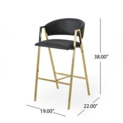 Folwell Modern Faux Leather Barstool (Set Of 2) By Christopher Knight Home - Black+Gold -Elegance Barware 7adee401 f1ee 45a0 9309 b982a6d01022