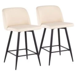 Carson Carrington Vallberga 26" Counter Stool With Black Metal Base (Set Of 2) - Grey Faux Leather/Round Black Footrest -Elegance Barware 7b410e4c a7ef 4710 8537 fc37951a4085