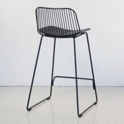 (Set Of 2) Louis Low Back Counter Stools Powdercoated Black Sled Base - Set Of 2 - Black - Counter Height - 23-28 In. -Elegance Barware 7b7e6d64 dcb2 4968 8b2c ab3513259ebd