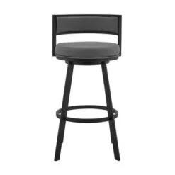 Roman Grey Faux Leather And Metal Swivel 26" Counter Stool - Grey And Black - Counter Height -Elegance Barware 7bbaea5a c0c8 4843 b294 cfc49c198b74
