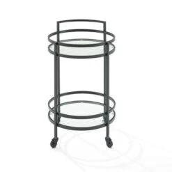 Bailey Round Bar Cart - 21.13x20x32.5 - Steel/Glass - Matte Black -Elegance Barware 7bc1cb0a 835c 4586 a1a8 5538cebdfa7b