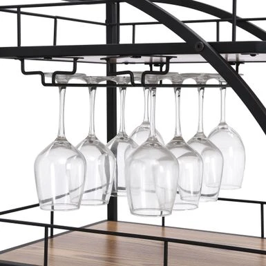 Black Industrial Mobile Bar Cart Serving Wine Cart With Wheels - Black 5 Black Industrial Mobile Bar Cart Serving Wine Cart With Wheels - Black - Image 3