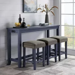 Rustic Antique Blue/Gray 4 Pc. Counter Ht. Table Set