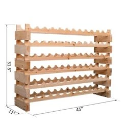 HOMCOM Stackable Wine Rack, Modular Storage Shelves, 72-Bottle Holder, Freestanding Display Rack For Kitchen, Natural - Oak -Elegance Barware 7db5e9fe 5d91 4c21 a93b bdf5f5bb37c2