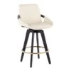 Carson Carrington Pugo Fixed-Height Counter Stool With Black Wood Base (Set Of 2) - Cream + Gold Footrest