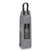 Curata Wines Of The World Grey Felt And Black Leather Wine Tote With Snap Closure - Black
