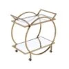 Metal Serving Cart With Tempered Glass Shelves And Tubular Angled Handles, Gold And Clear - Metal -Elegance Barware 7e75cb85 ecfb 41d8 818b 90839cc44bba