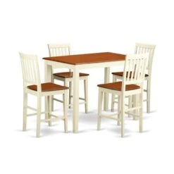Buttermilk And Cherry Finish Acacia Wood 5-piece Counter Height Dining Room Set (Seat's Type Options) - YAVN5-WHI-W -Elegance Barware 7e75e222 138d 4a42 8589 95b03fcd6ae7