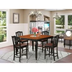 Black & Cherry Finish Natural Rubberwood 5-piece Dining Pub Set -Counter-height Square Table- 4 Chairs(Seat's Type Options) - CHEL5-BLK-C -Elegance Barware 7ed98c2a 9707 4161 b378 80af318064f3