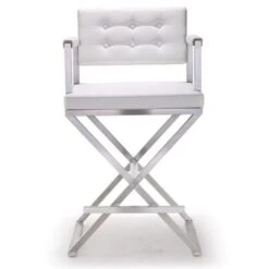 Director White Stainless Steel Counter Stool - Single - White - Counter Height -Elegance Barware 7fa5d7ae 2156 4e4e 88c2 05e81acb5198