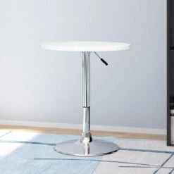 Maya Adjustable Height Round Bar Table - White -Elegance Barware 8041a100 5946 47e1 a9e4 31a0bb89f440