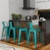 WYNDENHALL Josephine Industrial Metal Stool (Set Of 4) - Teal Blue - Counter Height - 23-28 In. -Elegance Barware 807ac648 8a45 4188 96fe ae4dcd52cbe5