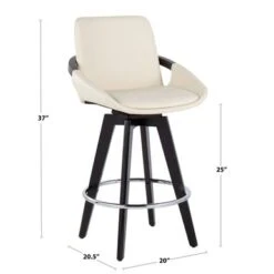 Carson Carrington Pugo Fixed-Height Counter Stool With Black Wood Base (Set Of 2) - Cream + Gold Footrest -Elegance Barware 809c310e 858f 4b78 a5a8 24237f9592af